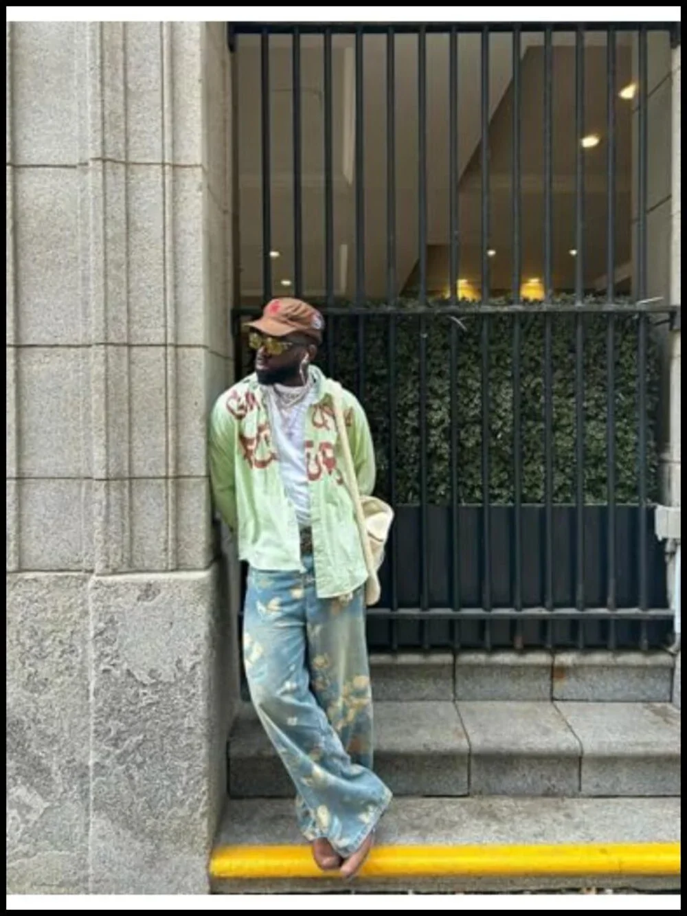 Plant Flower Print Baggy Wide Leg Denim Jeans Y2k Harajuku